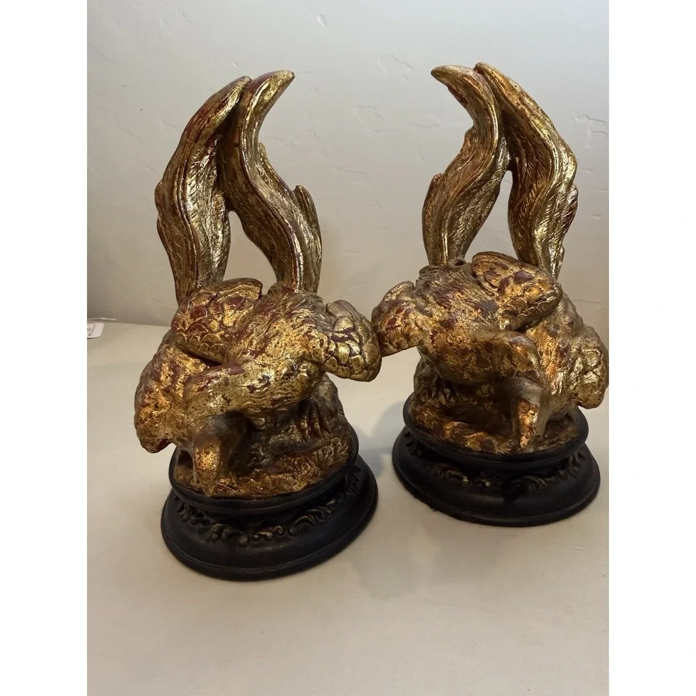 Vintage Pheasant Bookends Heavy Cast Composite 7.25